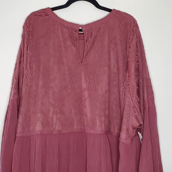 Torrid Peplum Bell Sleeve Top Size 6X Stretch Lace Knit Bodice Fairycore Tunic - Picture 7 of 15